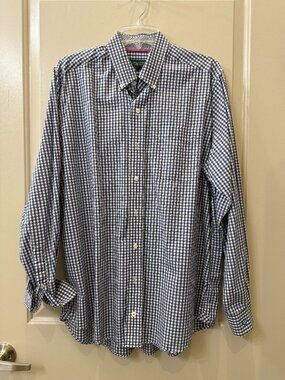 Fairway & Greene Mens L Gingham Long Sleeve Button Down.